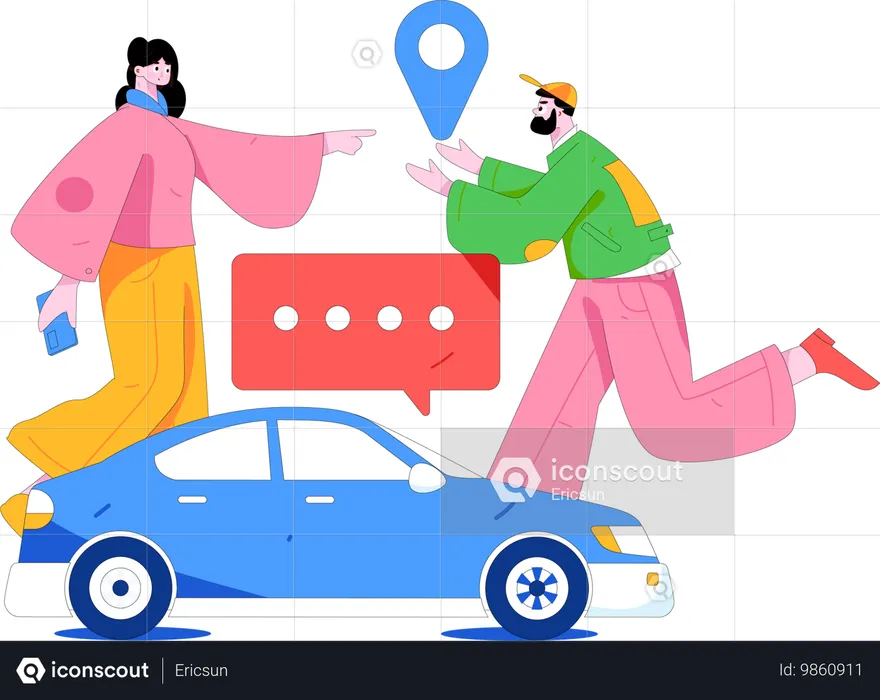 Woman calls taxi driver  Illustration