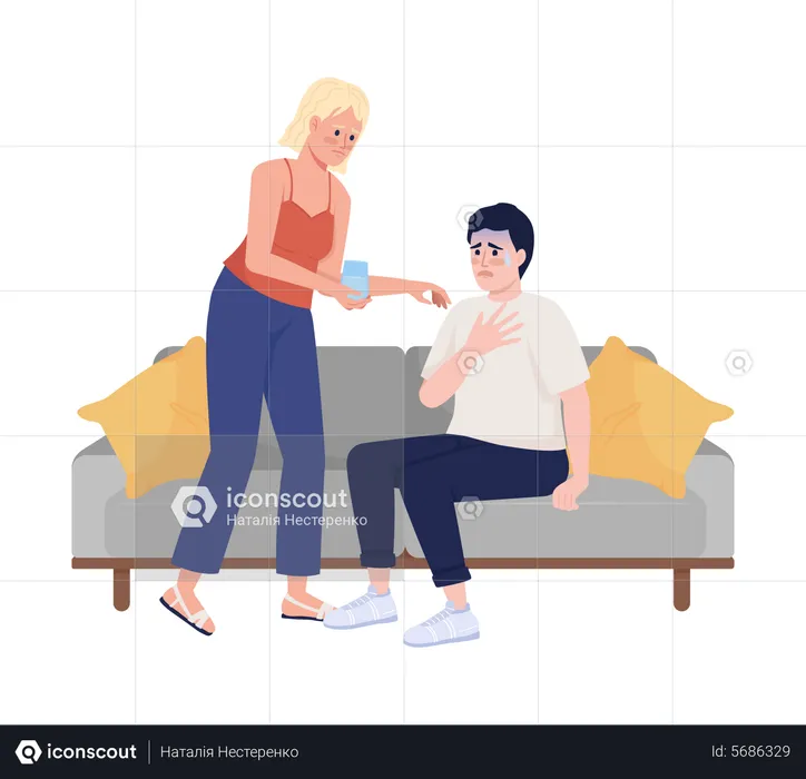 Woman calming down stressed friend  Illustration