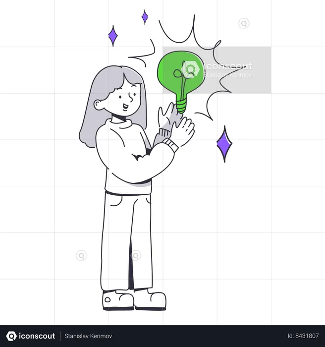Woman came up with great idea  Illustration