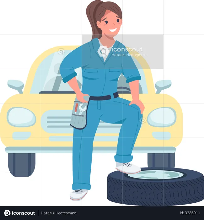 Woman car mechanic  Illustration