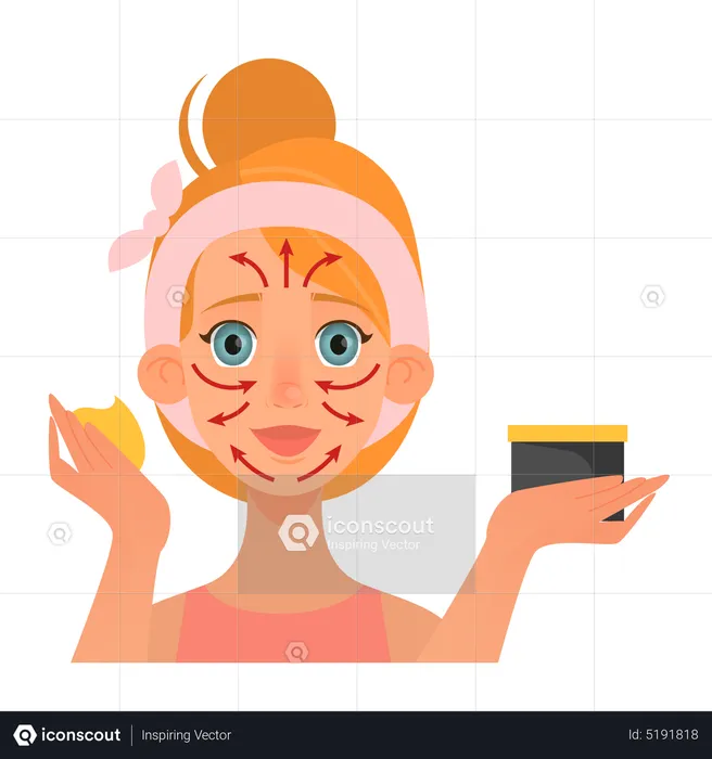 Woman care about face beauty  Illustration