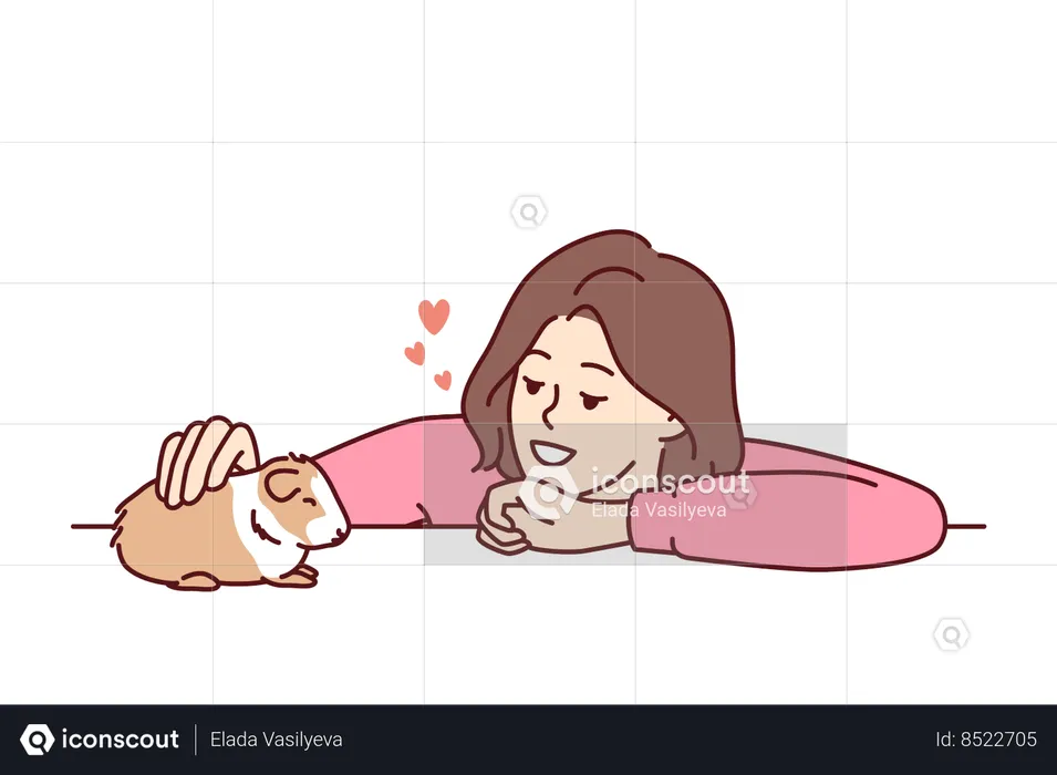 Woman Caring pets  Illustration