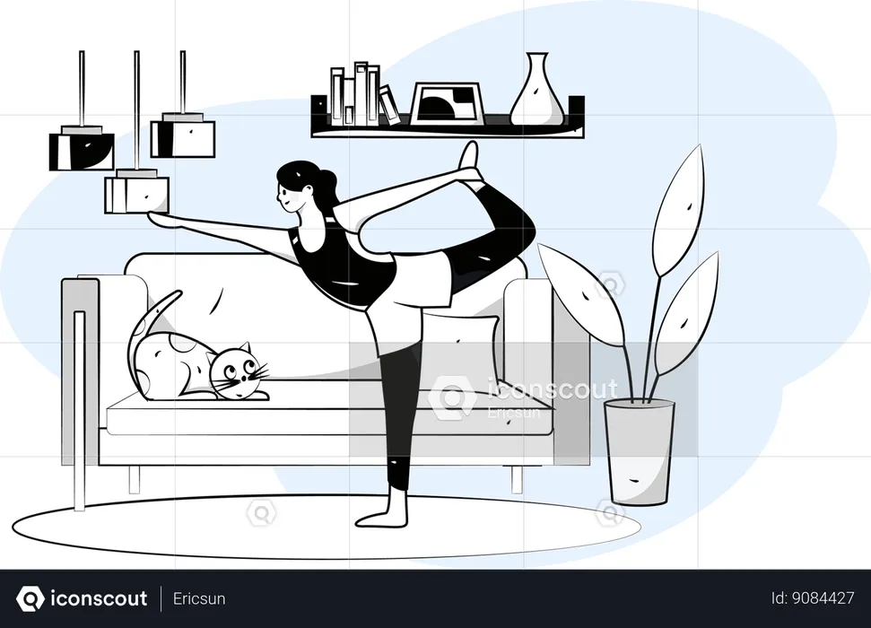 Woman carries out yoga workout  Illustration