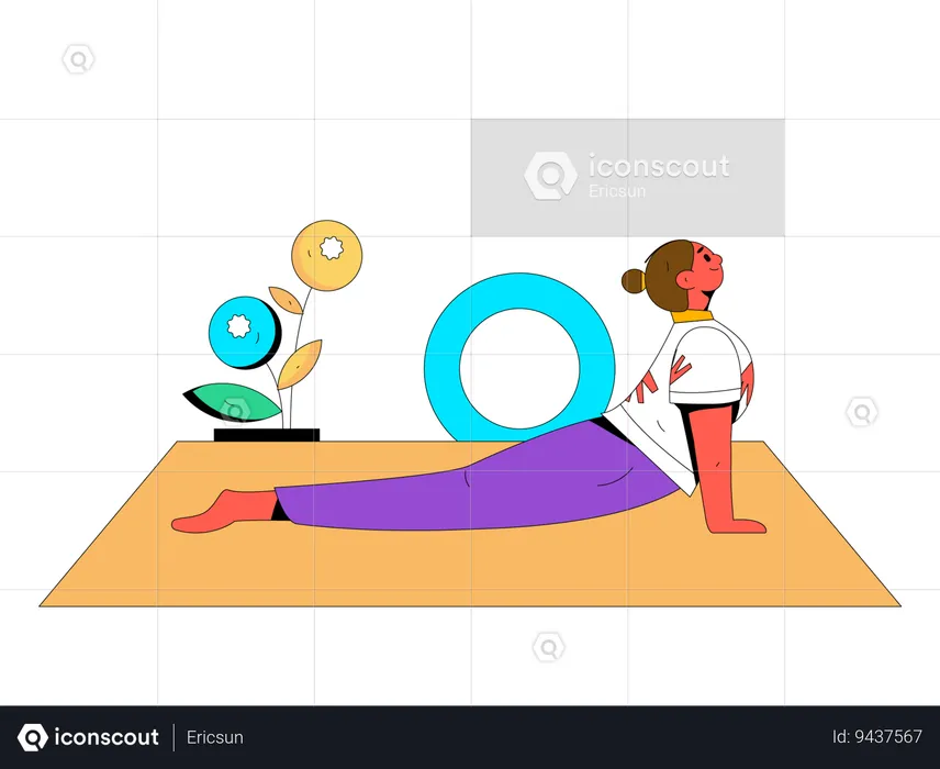 Woman carries out yoga workout  Illustration