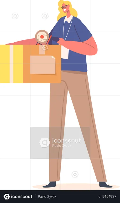 Woman Carry Box with Donated Toys  Illustration