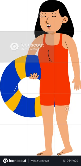Woman Carry Buoy  Illustration