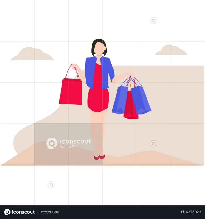 Woman carry shopping bag  Illustration