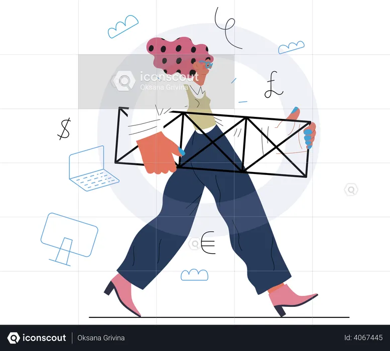 Woman Carrying Boxes  Illustration
