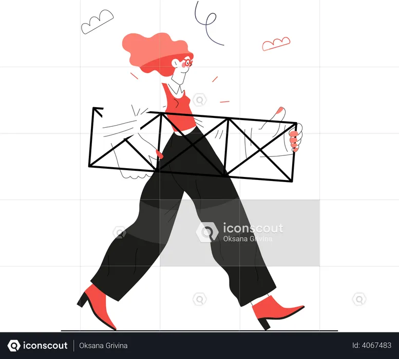 Woman Carrying Boxes  Illustration
