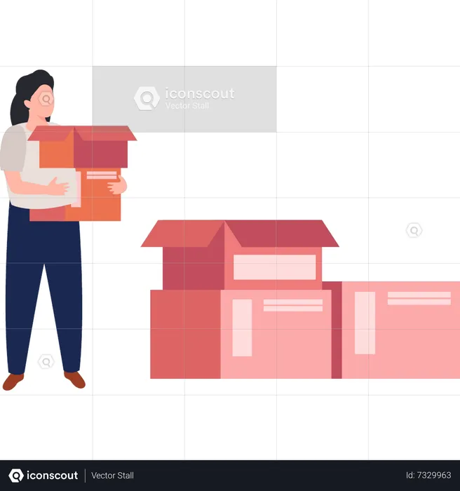 Woman carrying donation carton  Illustration