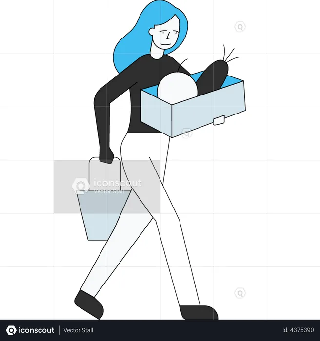 Woman carrying fruit bucket  Illustration