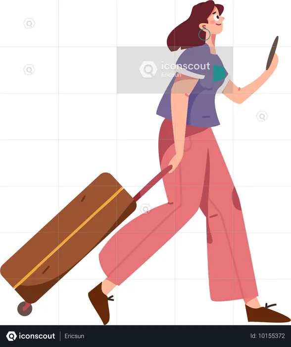 Woman carrying luggage bag  Illustration