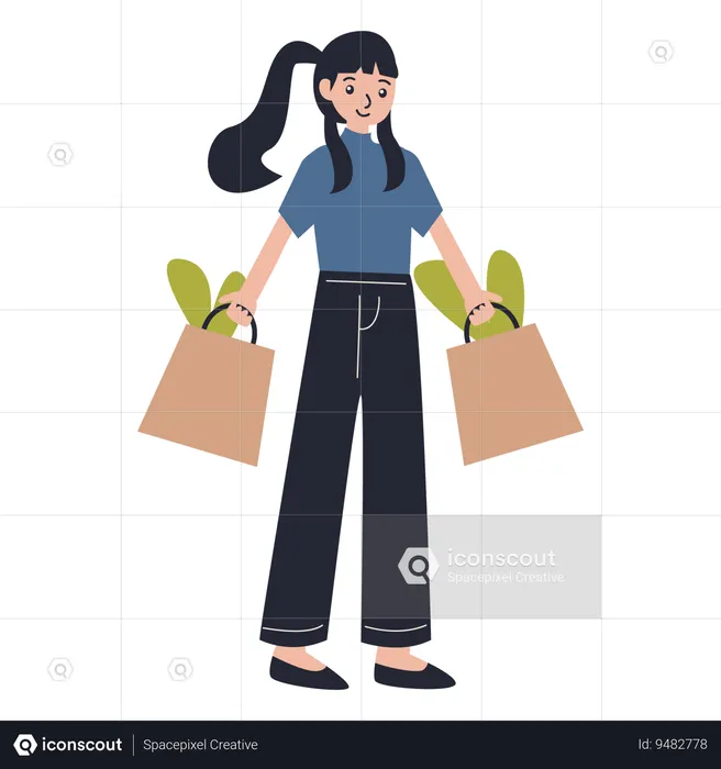 Woman carrying shopping  Illustration