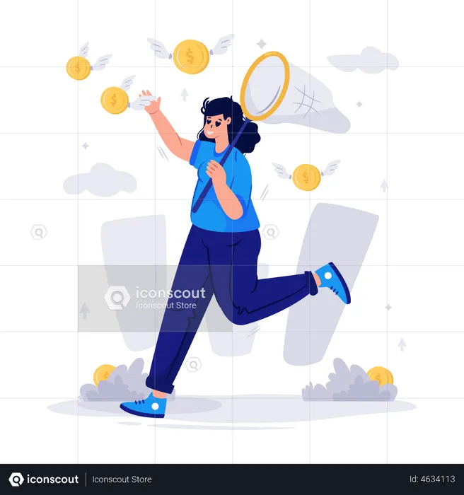 Woman catching business ideas  Illustration
