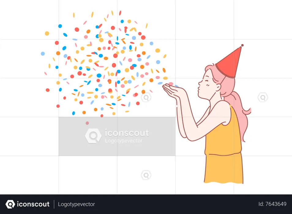 Woman celebrate birthday  Illustration