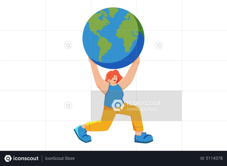 Woman celebrate earth day  Illustration
