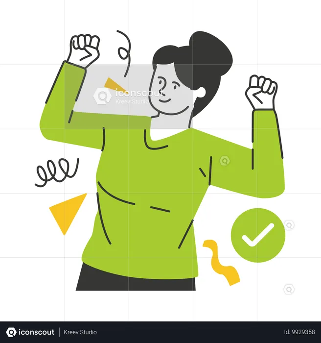 Woman celebrate success  Illustration