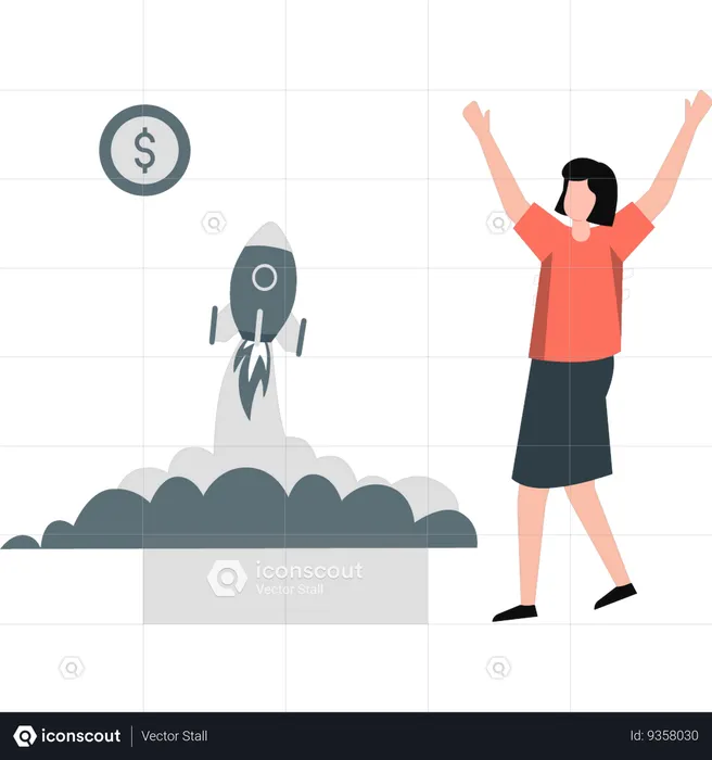 Woman celebrating business success  Illustration