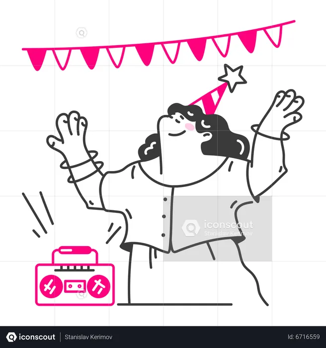 Woman celebrating her birthday  Illustration