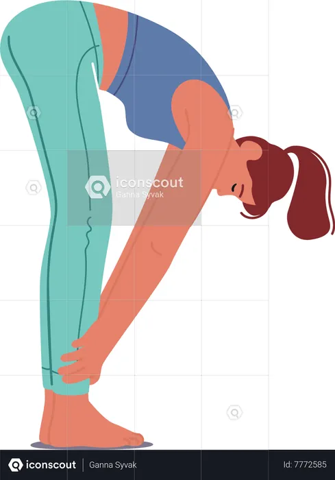 Woman Character Performing Padhasthasana Yoga Pose  Illustration