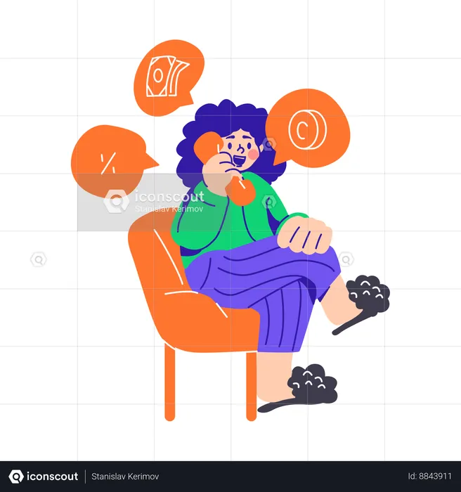 Woman Chatting About Discounts  Illustration