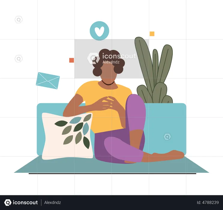Woman chatting on mobile  Illustration