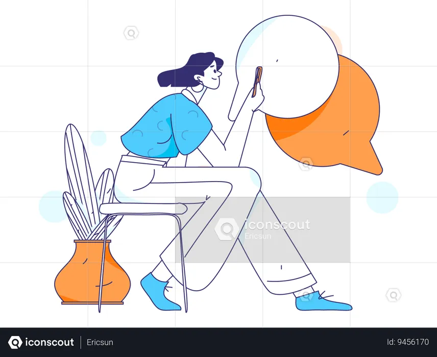 Woman chatting on social media  Illustration