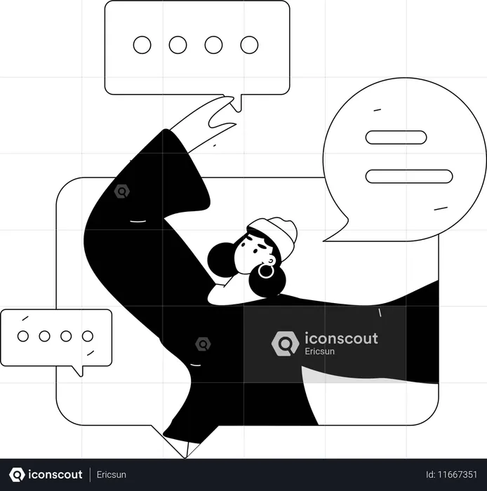 Woman chatting on social media  Illustration