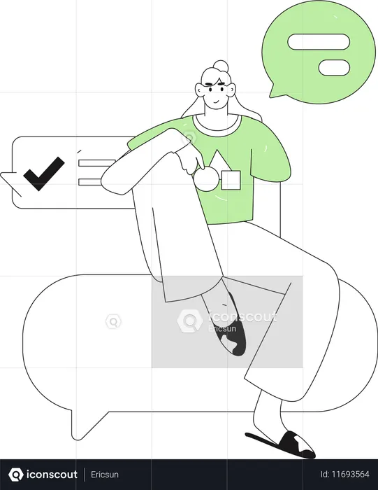 Woman chatting on social media  Illustration