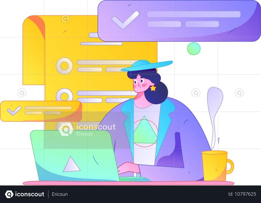 Woman chatting online  Illustration