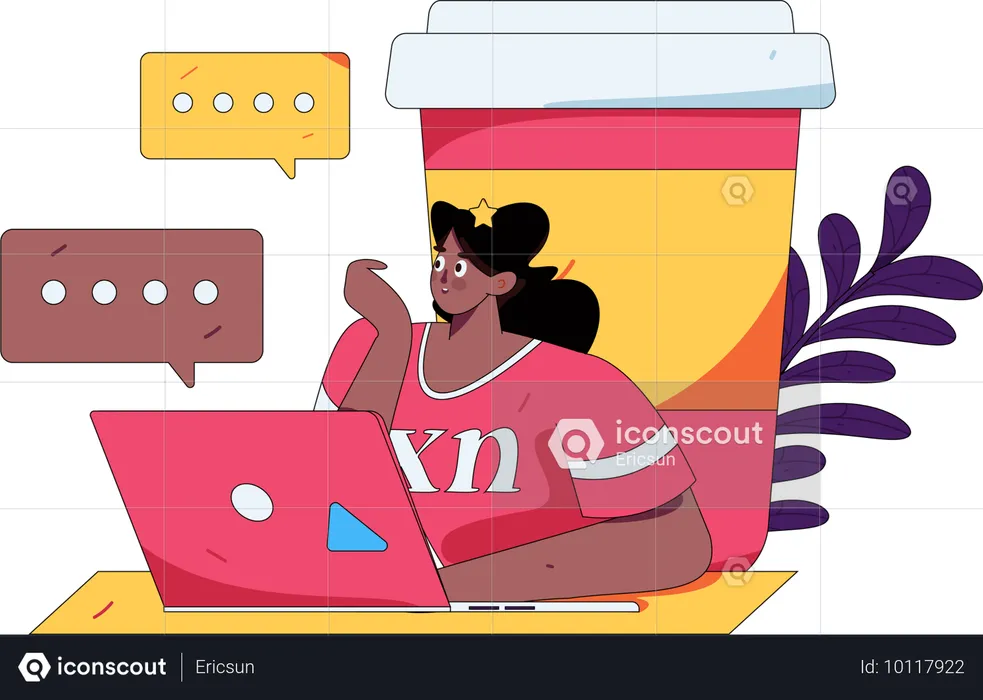 Woman chatting online  Illustration