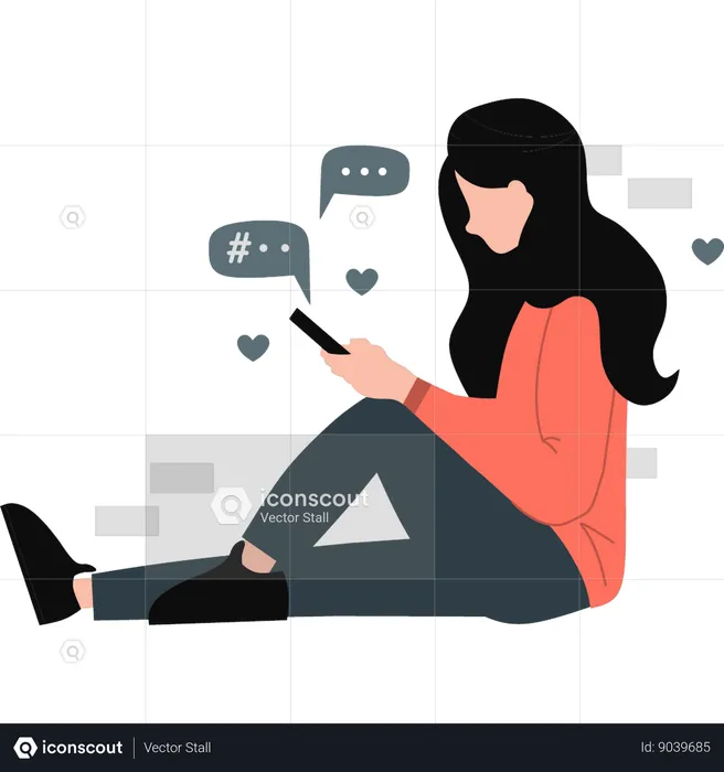 Woman chatting online  Illustration