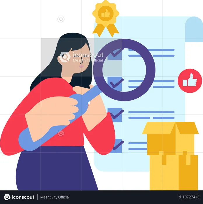 Woman Check Certification Review  Illustration