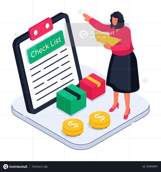 Woman Check Delivery list  Illustration
