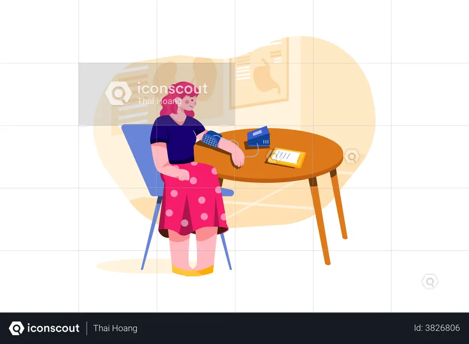 Woman checking Blood Pressure  Illustration