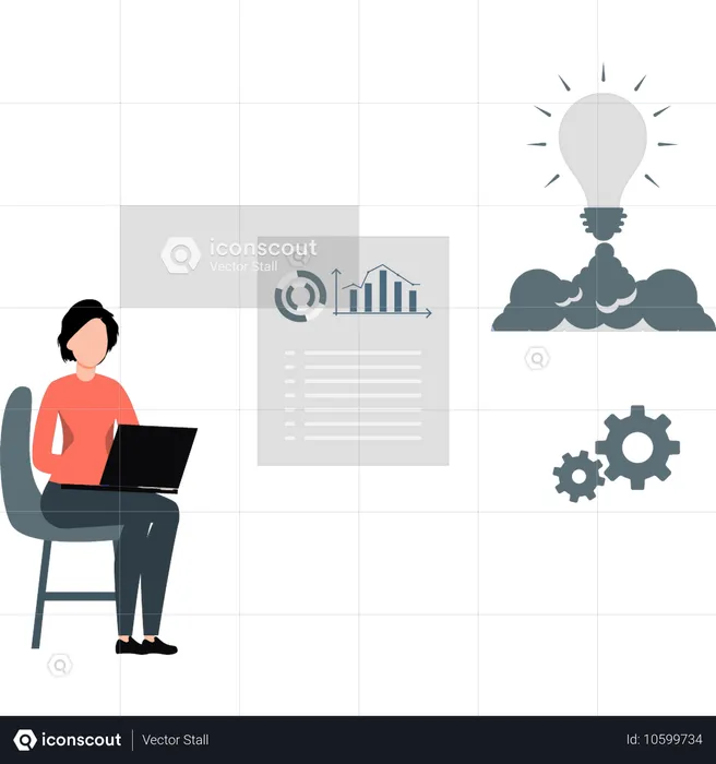 Woman checking business product development  Illustration