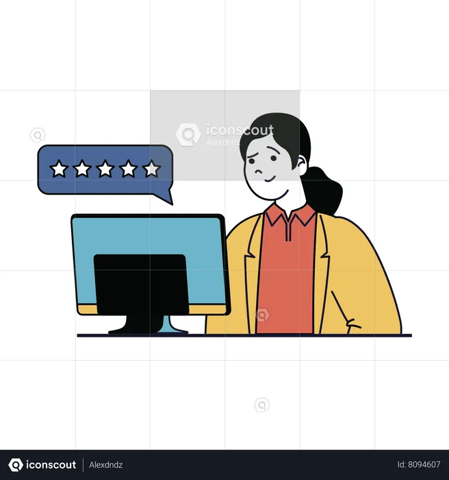 Woman checking customer review  Illustration