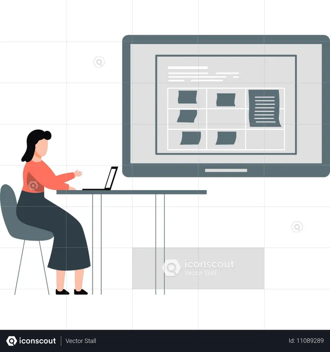 Woman checking document  Illustration