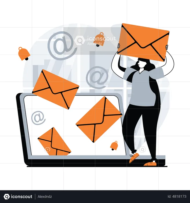 Woman Checking Email  Illustration