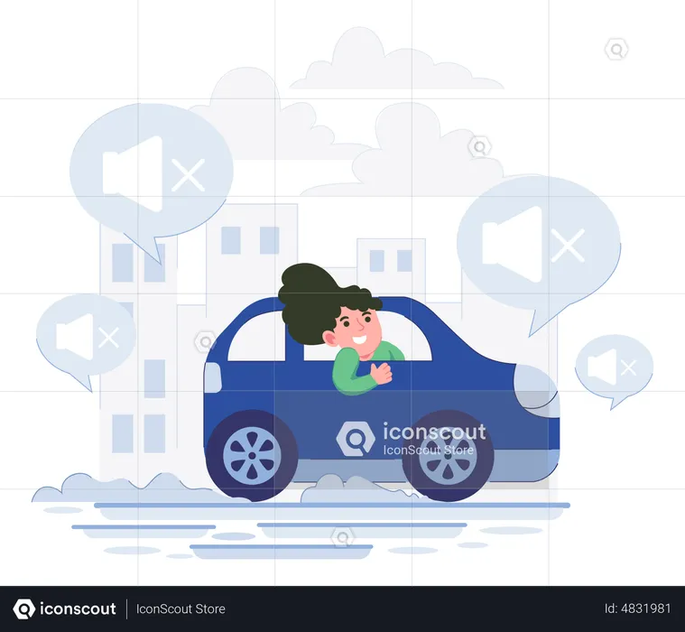Woman checking ev car sound  Illustration