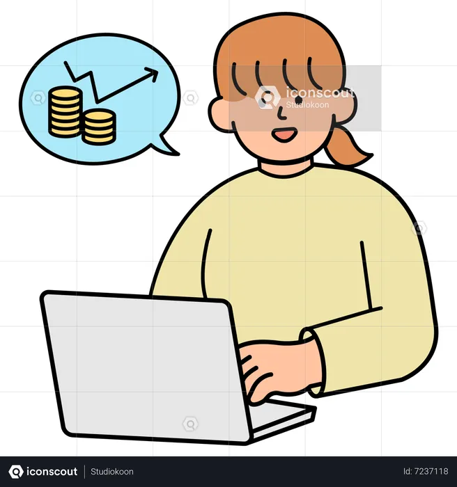 Woman Checking Increased Savings from Energy Conservation  Illustration