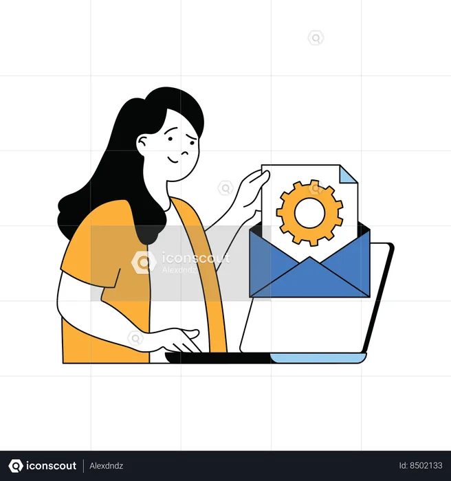 Woman checking mail  Illustration