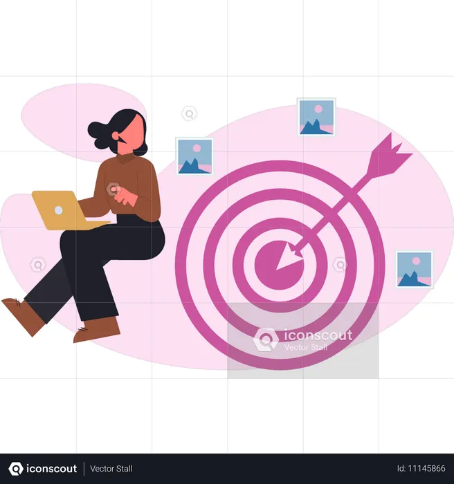 Woman checking target  Illustration