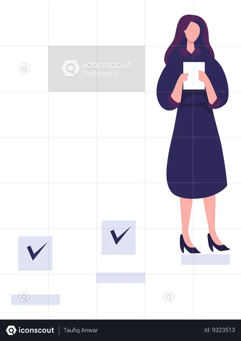 Woman Checking Task Done  Illustration