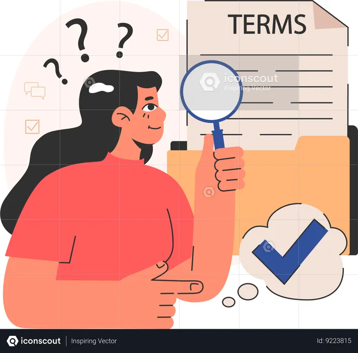 Woman checking terms  Illustration
