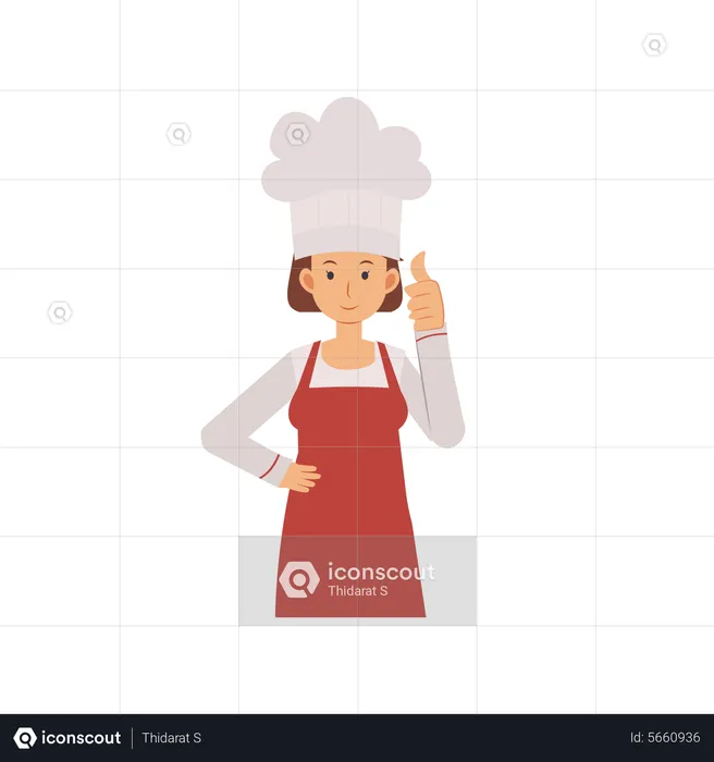 Woman Chef Showing Thumb Up  Illustration