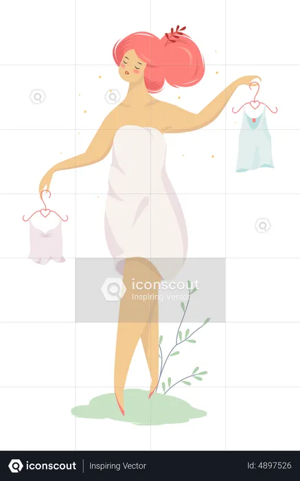 Woman choosing clothes  Illustration