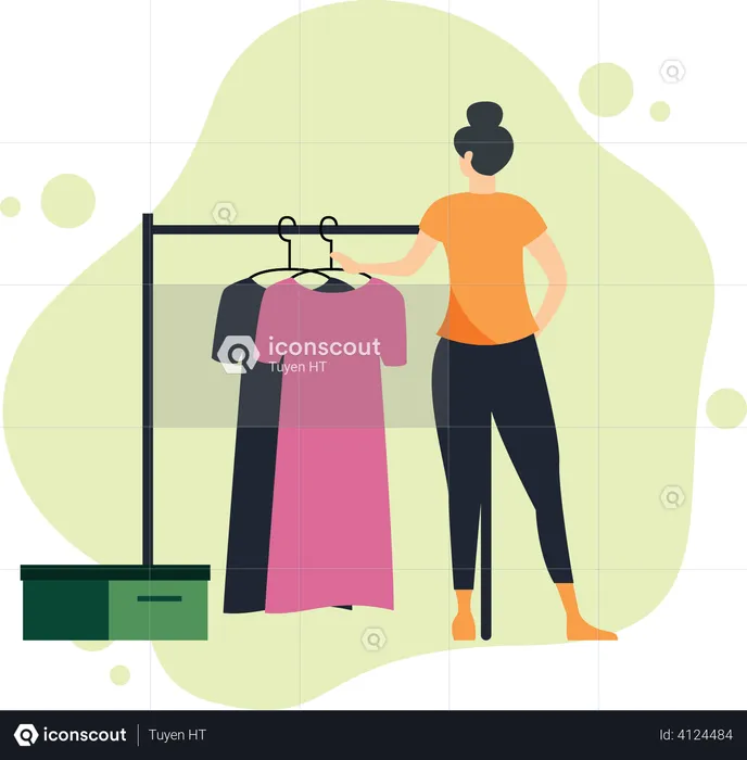 Woman choosing clothes in the shop  Illustration