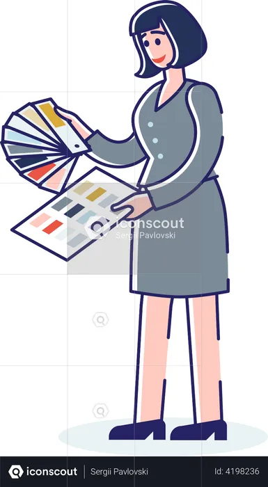 Woman choosing color from color palette  Illustration