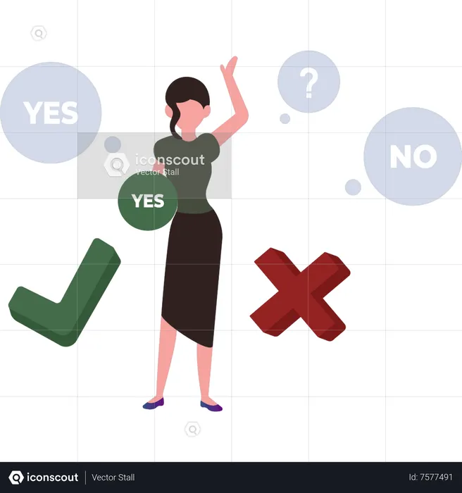 Woman choosing yes  Illustration